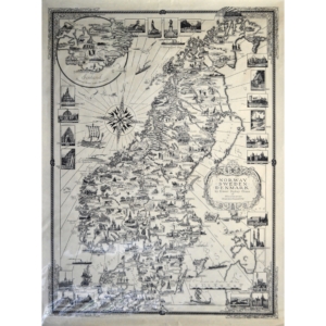black and white map of Norway, Sweden, and Denmark