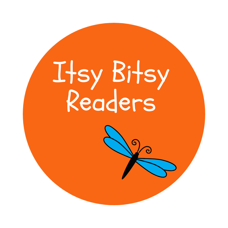 cartoon dragonfly and the words Itsy Bitsy Readers