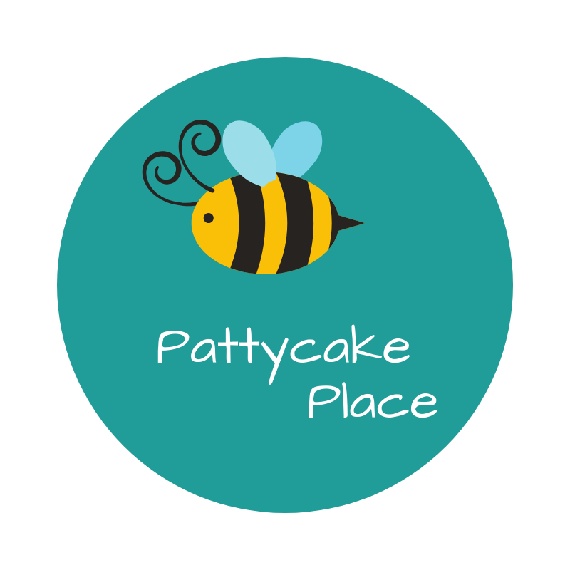 cartoon bumblebee and the words Pattycake place