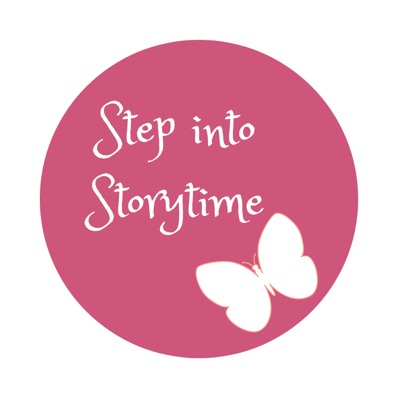 cartoon butterfly and the words Step Into Storytime