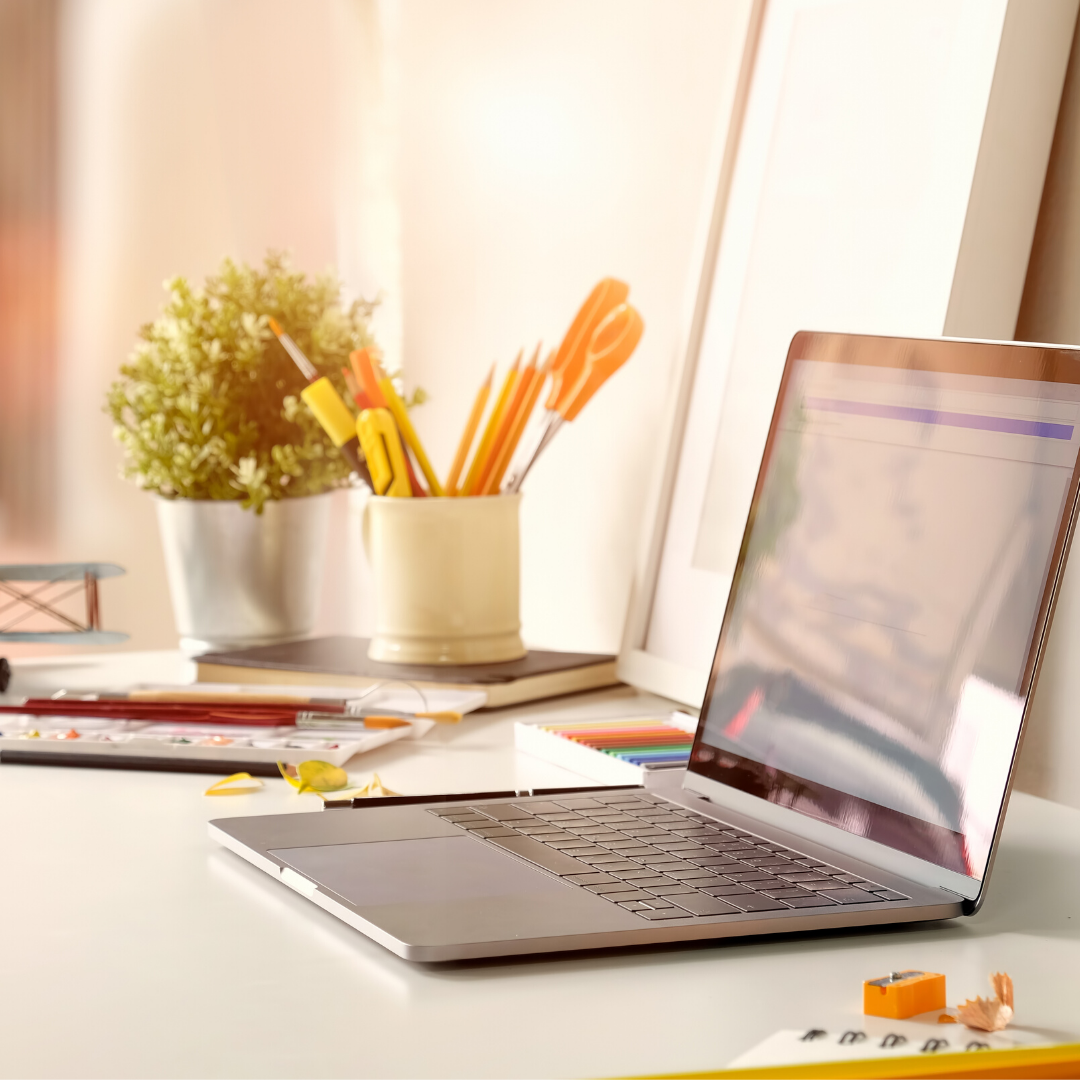 photo of an open laptop on a desk