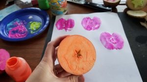 creating stamps out of apples