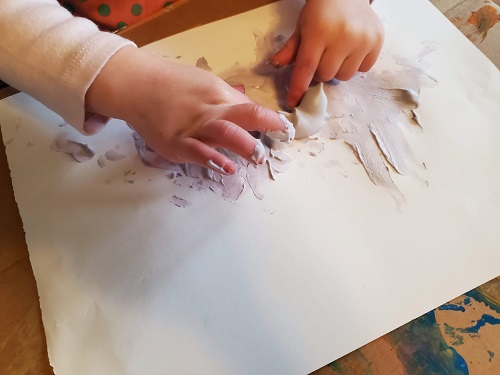 finger painting with foam paint
