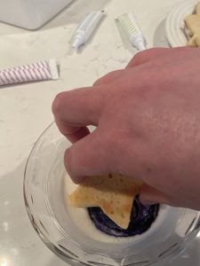 dipping a swirl cookie