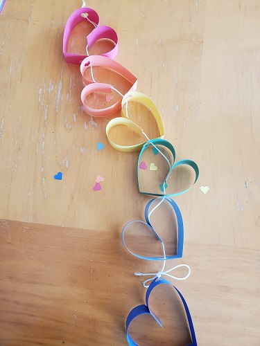 completed rainbow garland
