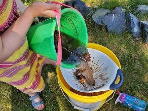 child filtering reservoir water