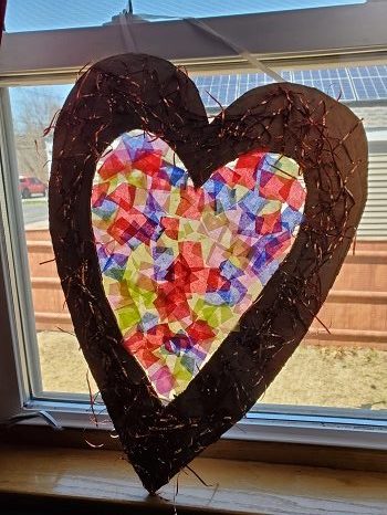 completed tissue paper stained glass craft