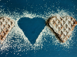 Image of a heart and a heart-shaped waffle