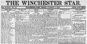 Image of the Winchester Star front page from October 4th, 1918