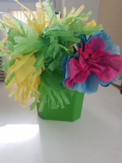 photo of finished tissue paper flower craft
