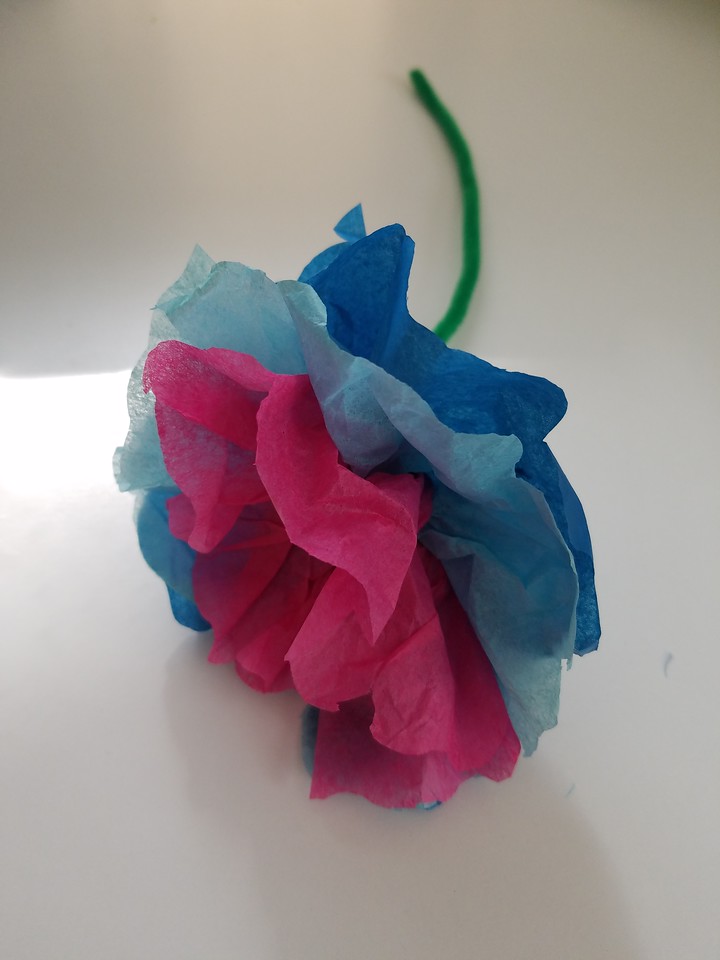 close up photo of finished tissue paper flower