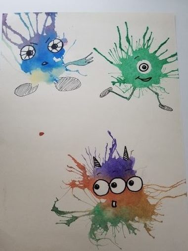 image of watercolor blot painting as monsters