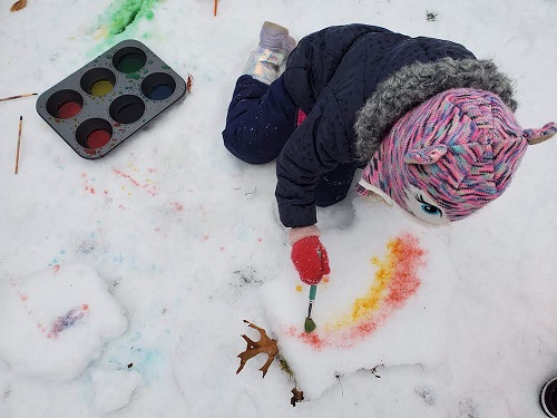 image of snowy art activity in progress