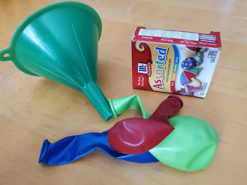 image of balloons and food coloring for kids activity