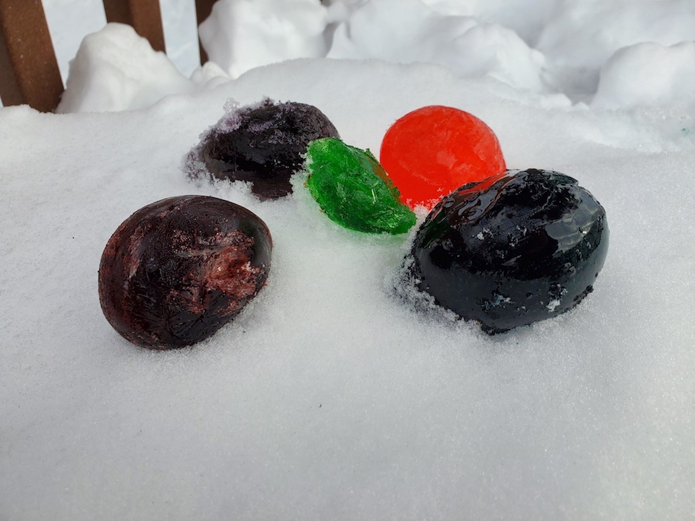 image of ice rocks made from freezing water balloons