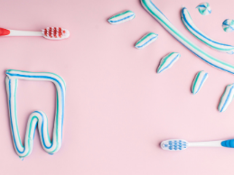 photo of toothbrush and toothpaste in silly shapes