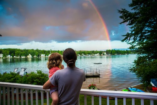 photo of family viewing a lake