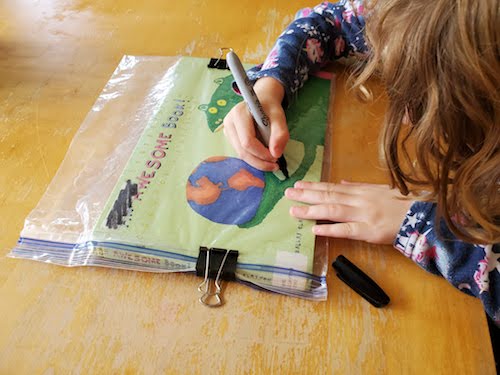 photo of child doing tracing project