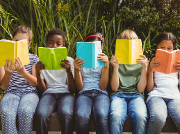 image of kids reading books