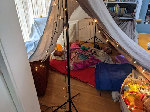 photo of a tent inside