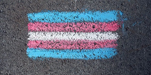 image of transgender flag drawn in chalk